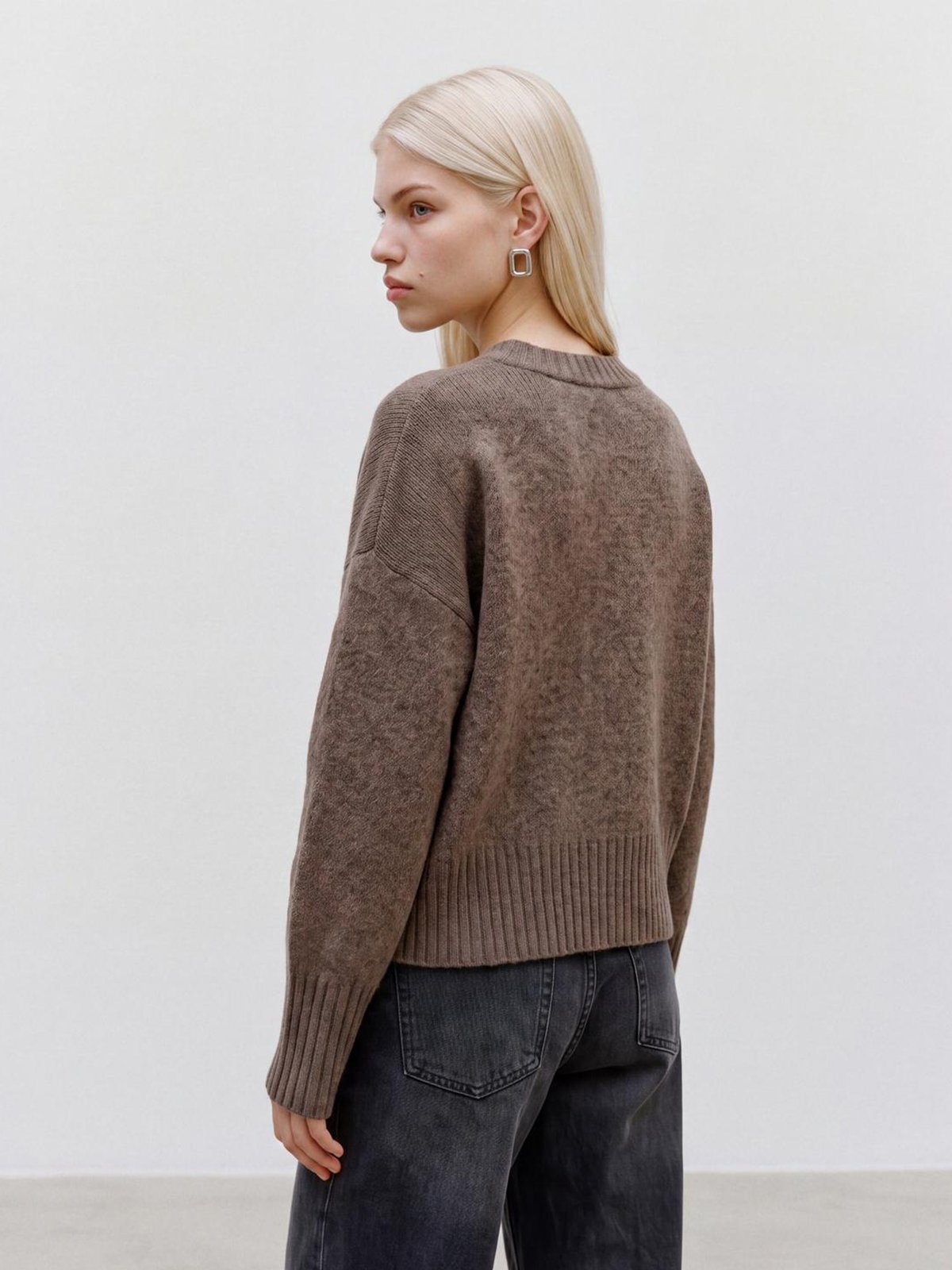Topshop Daisy Long Sleeve Knitted Jumper Fossil MELANGE