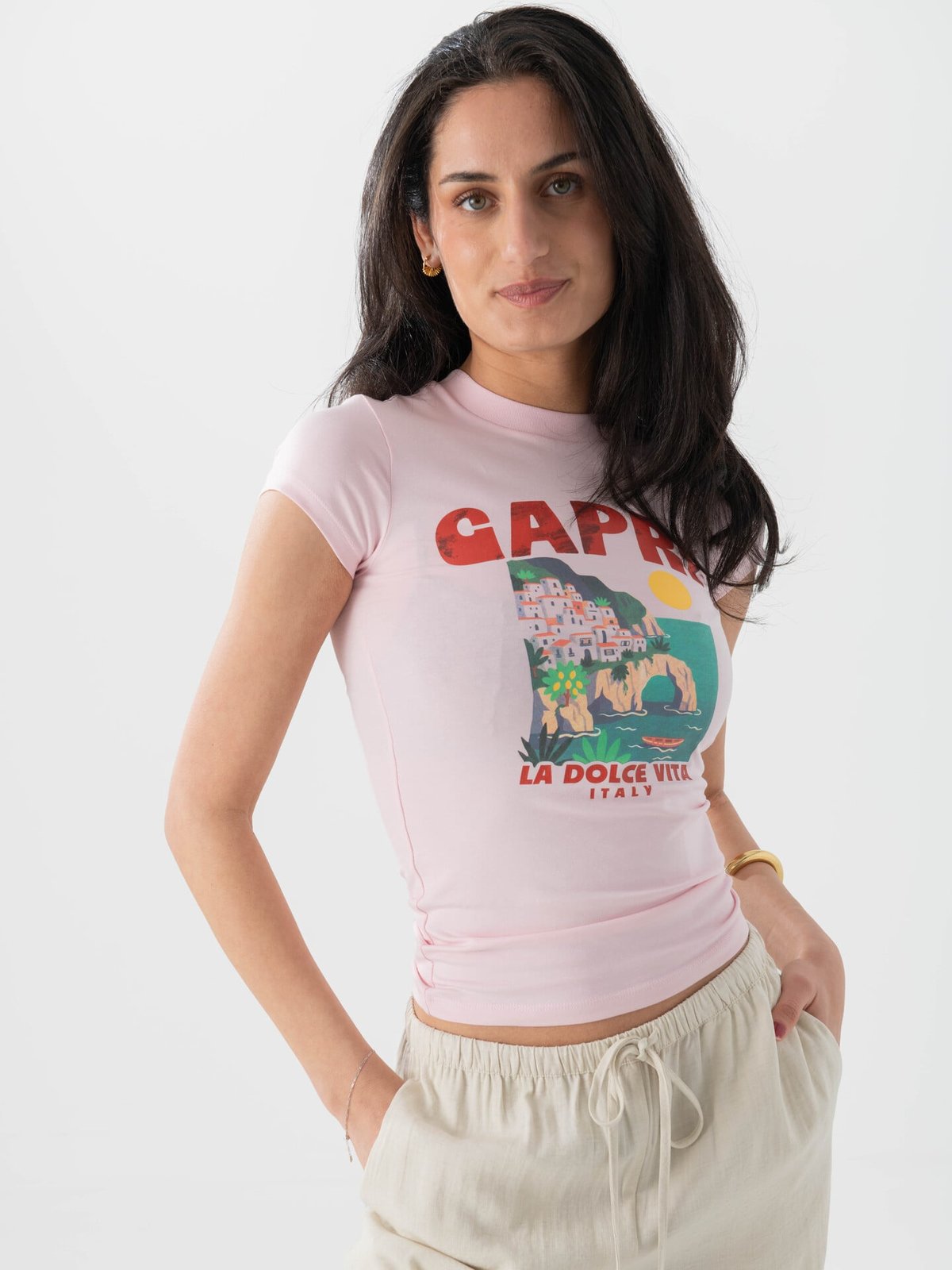 Topshop Kia Everyday Print Short Sleeve Top Parfait Pink