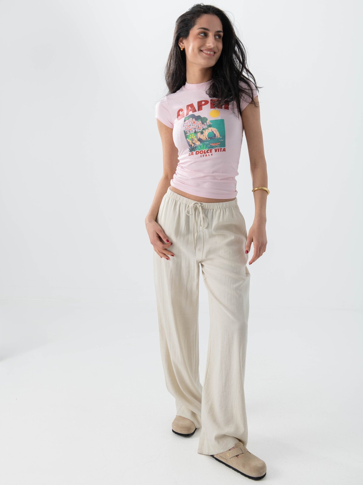 Topshop Kia Everyday Print Short Sleeve Top Parfait Pink