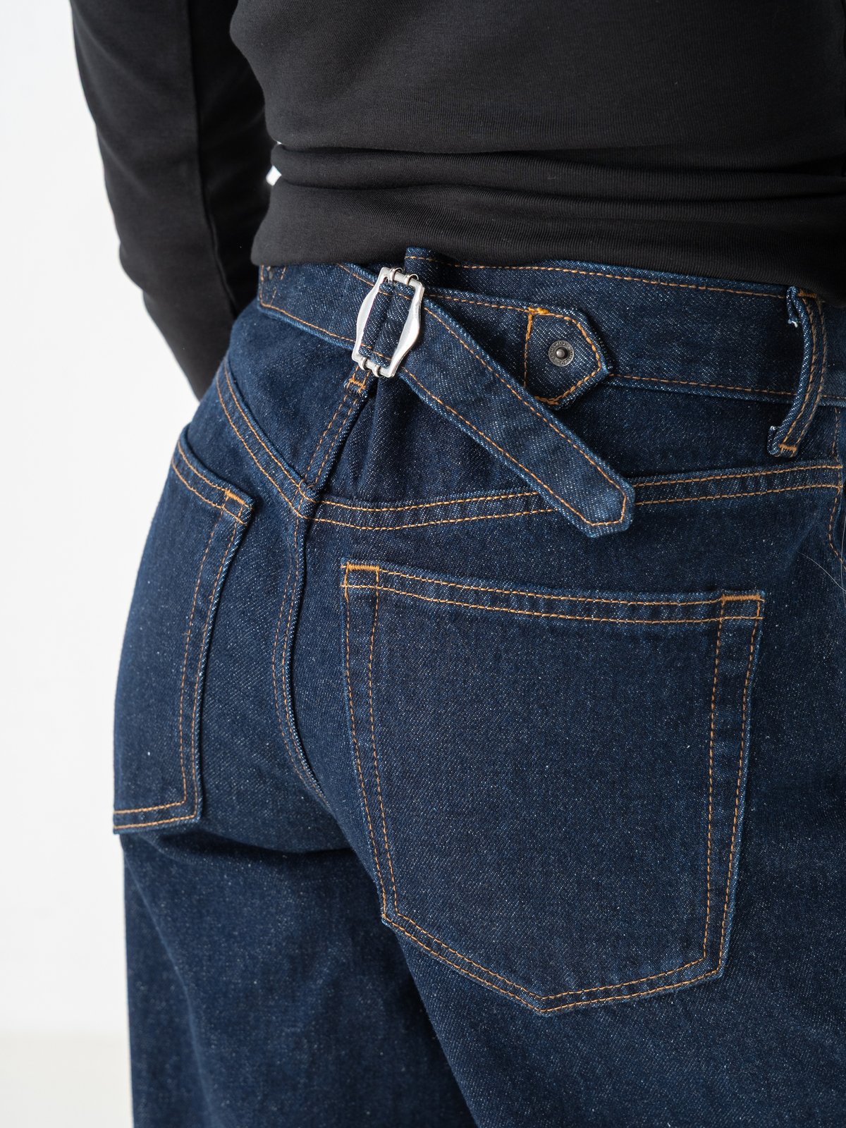 Topshop Cinch Low Rise Wide Denim Jeans Dark Blue Denim