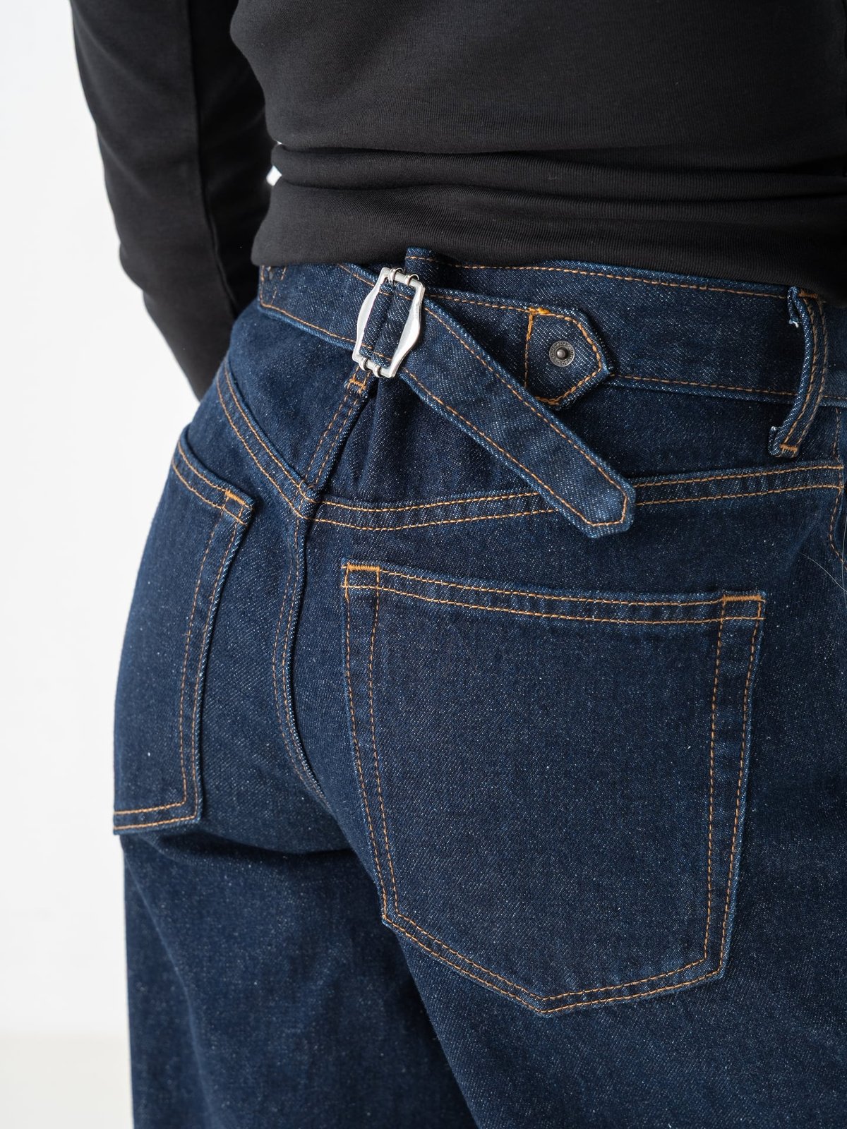 Topshop Cinch Low Rise Wide Denim Jeans Dark Blue Denim