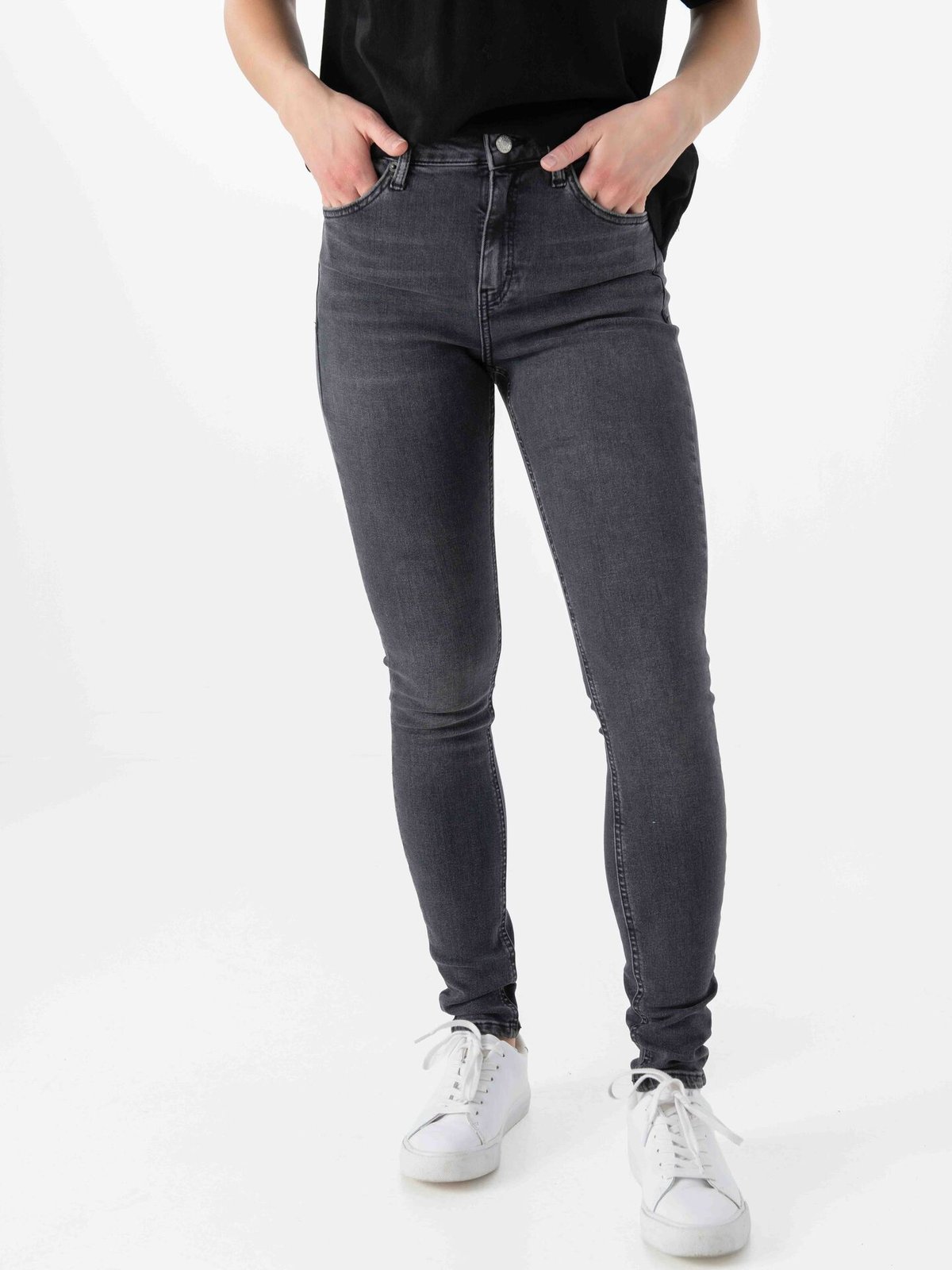 Topshop Jamie High Rise Slim Denim Jeans Black Denim
