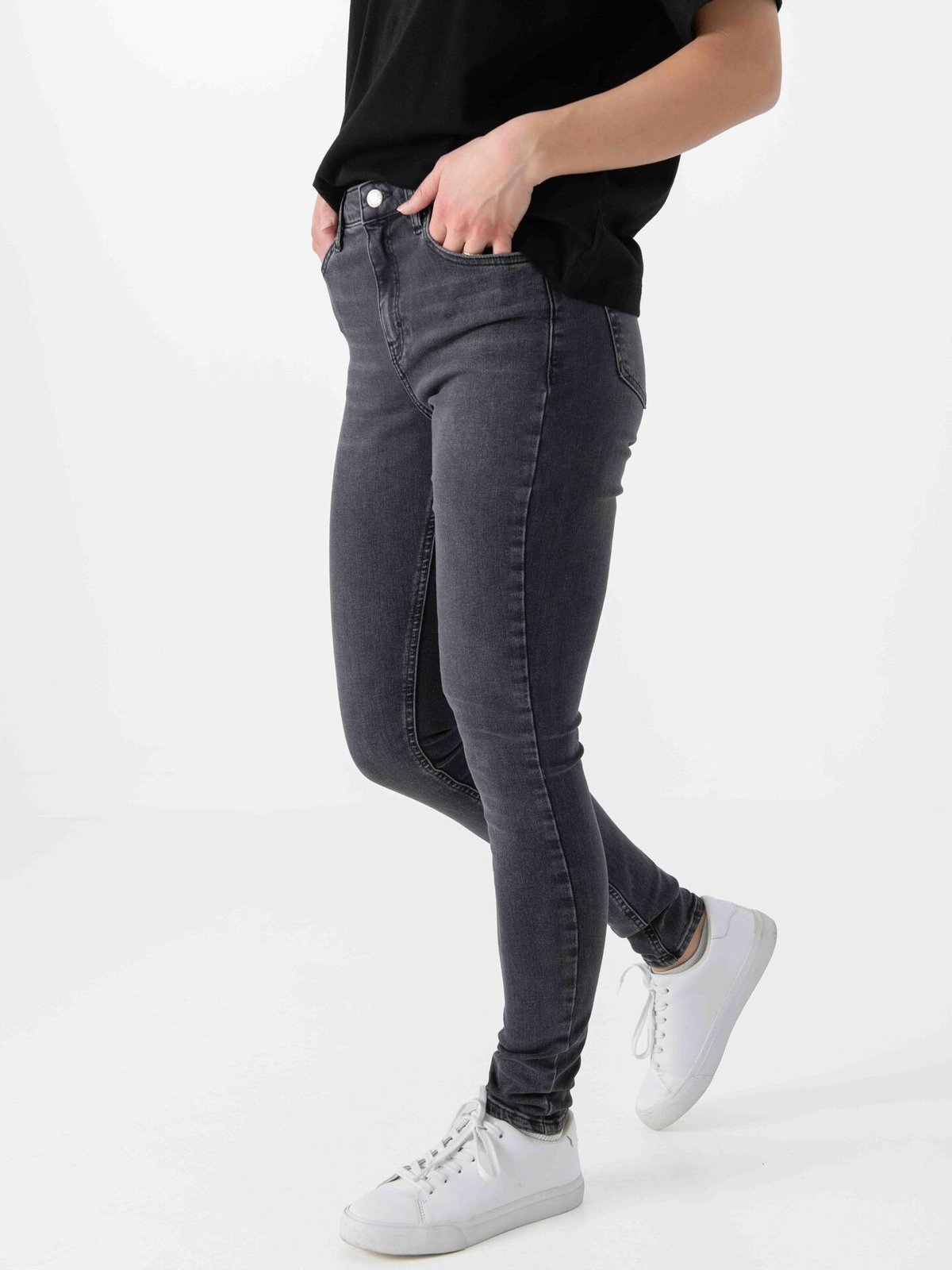 Topshop Jamie High Rise Slim Denim Jeans Black Denim