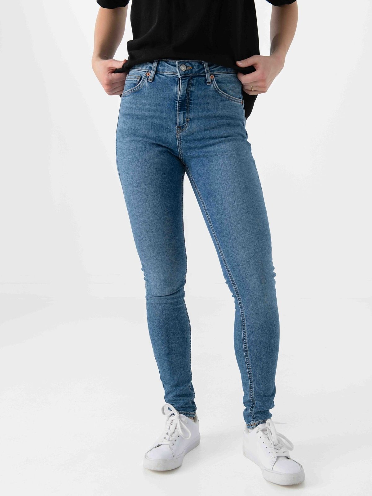 Topshop Jamie High Rise Slim Denim Jeans Medium Blue Denim