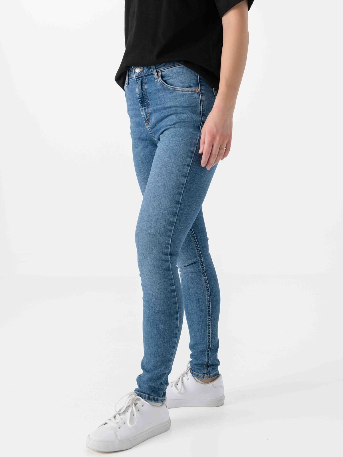 Topshop Jamie High Rise Slim Denim Jeans Medium Blue Denim