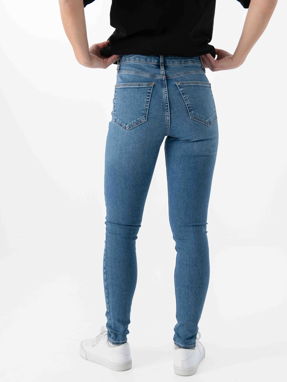 Topshop Jamie High Rise Slim Denim Jeans Medium Blue Denim