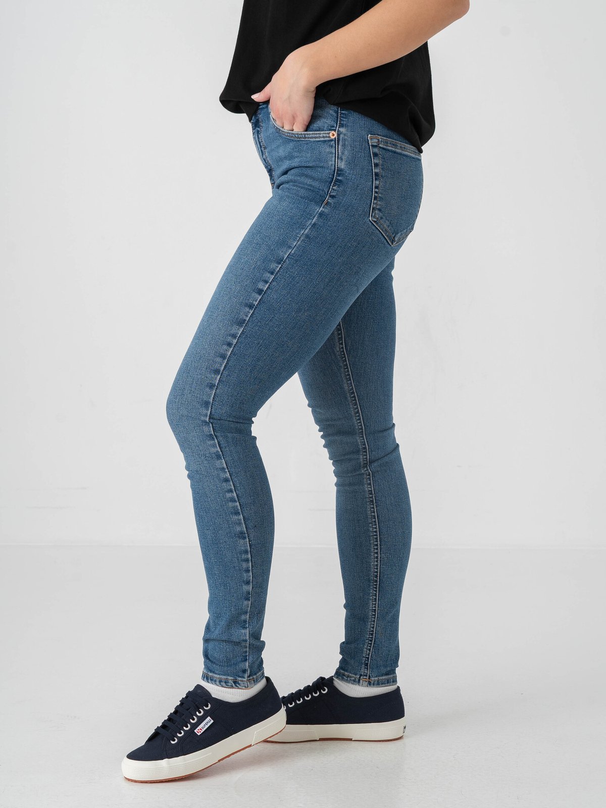 Topshop Jamie High Rise Slim Denim Jeans Medium Blue Denim