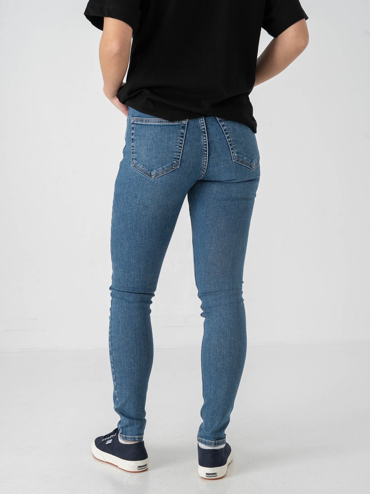 Topshop Jamie High Rise Slim Denim Jeans Medium Blue Denim