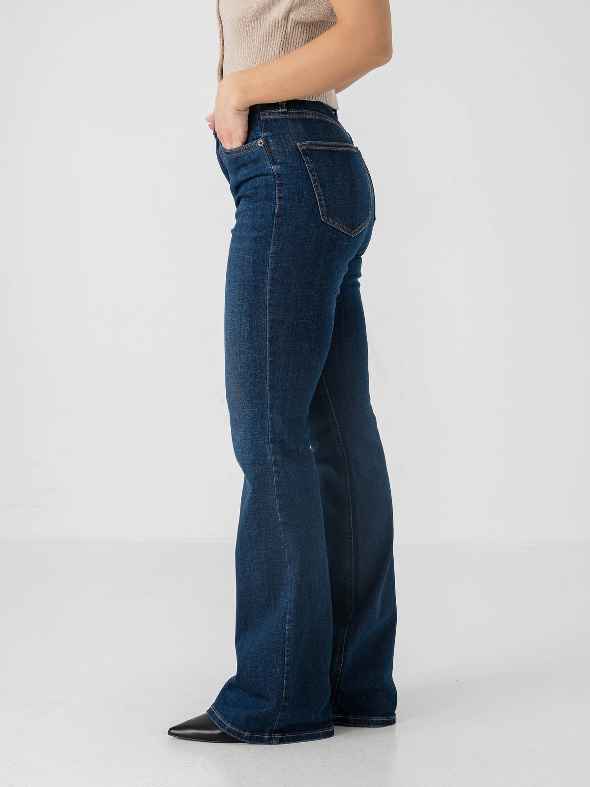 Topshop Jamie High Rise Flare Denim Jeans Medium Blue Denim