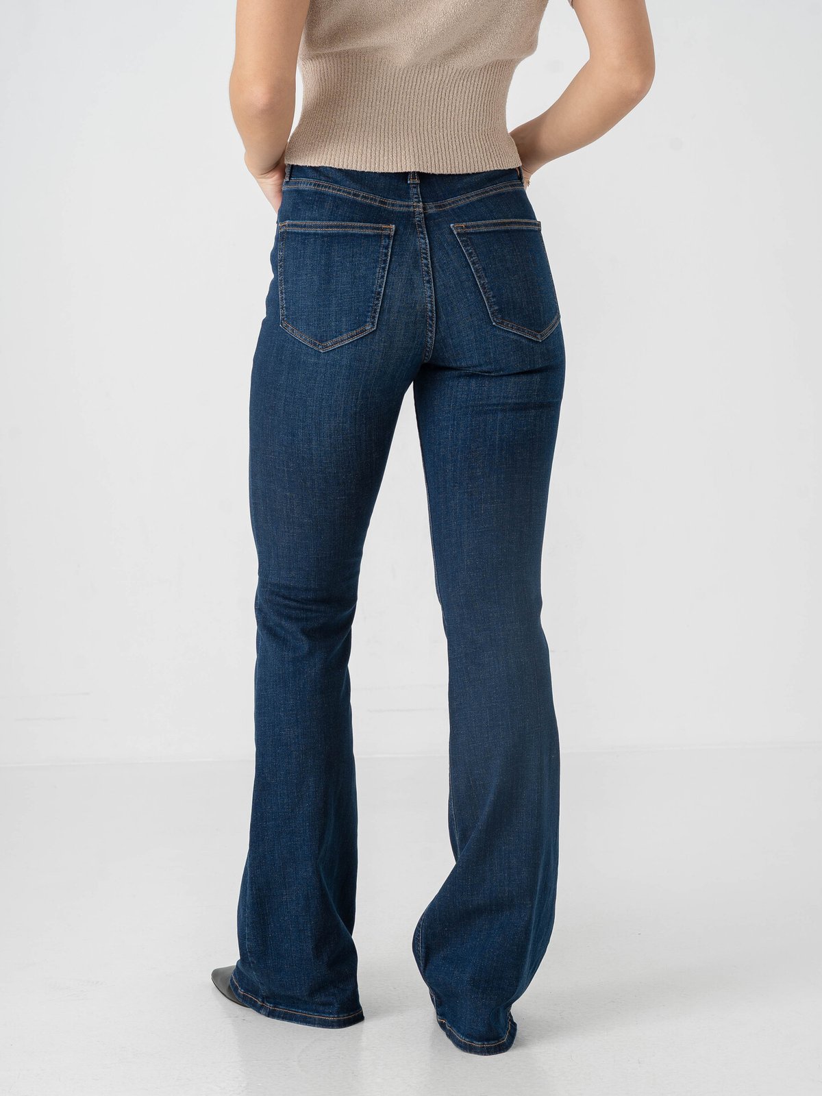 Topshop Jamie High Rise Flare Denim Jeans Medium Blue Denim