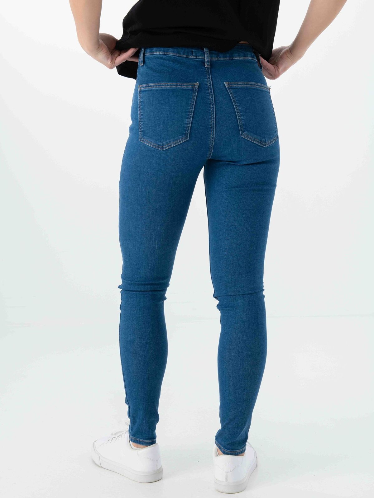 Topshop Joni High Rise Skinny Denim Jeans Medium Blue Denim