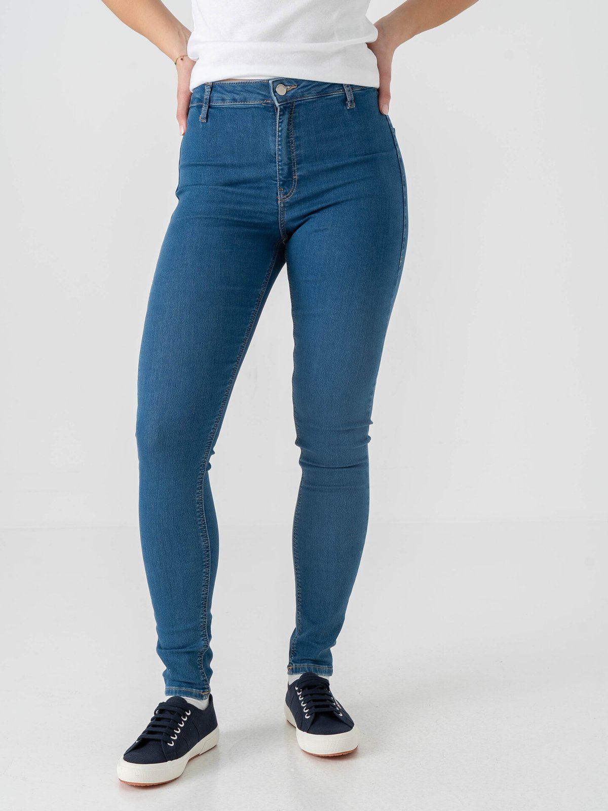 Topshop Joni High Rise Skinny Denim Jeans Medium Blue Denim