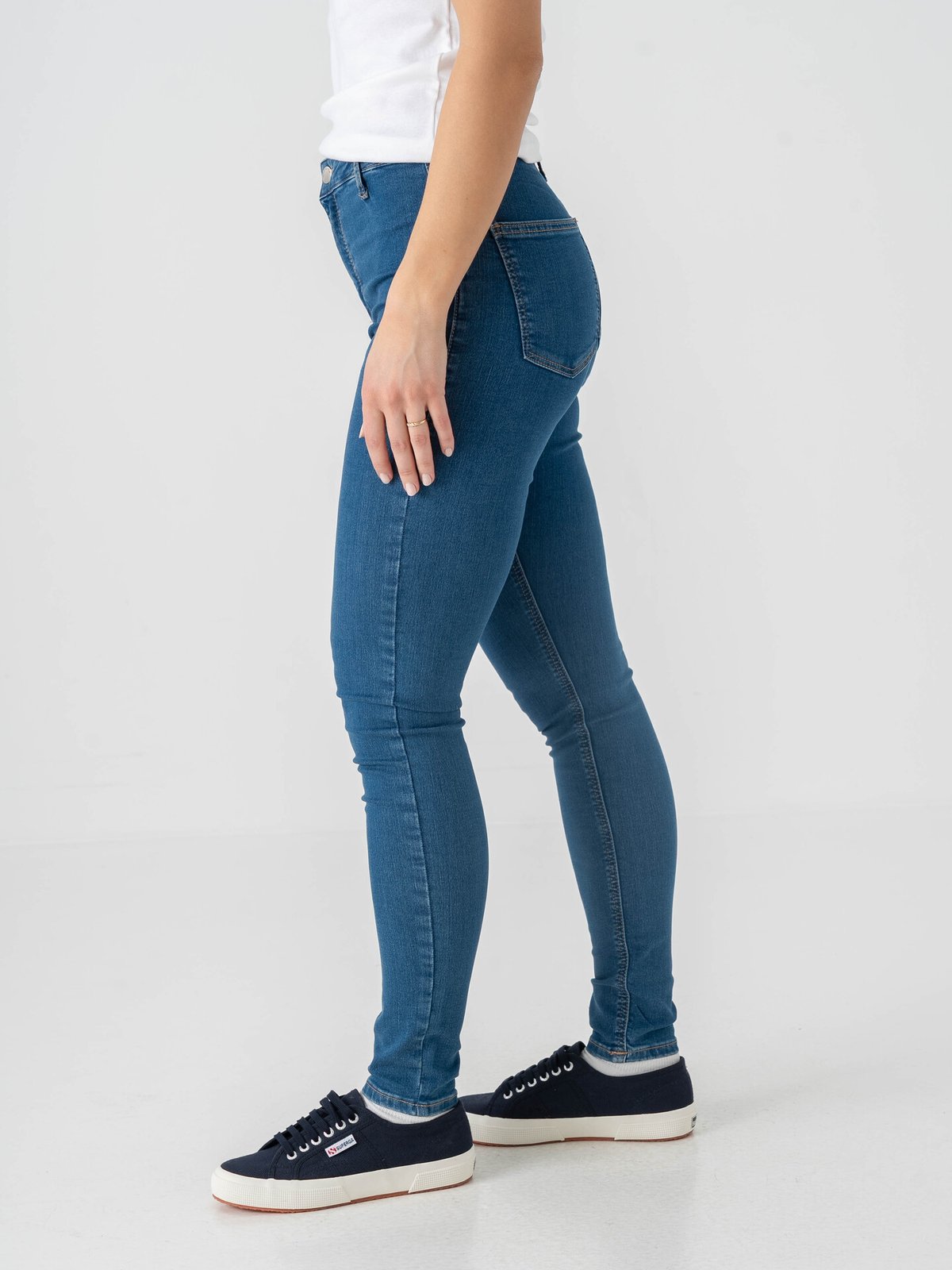 Topshop Joni High Rise Skinny Denim Jeans Medium Blue Denim