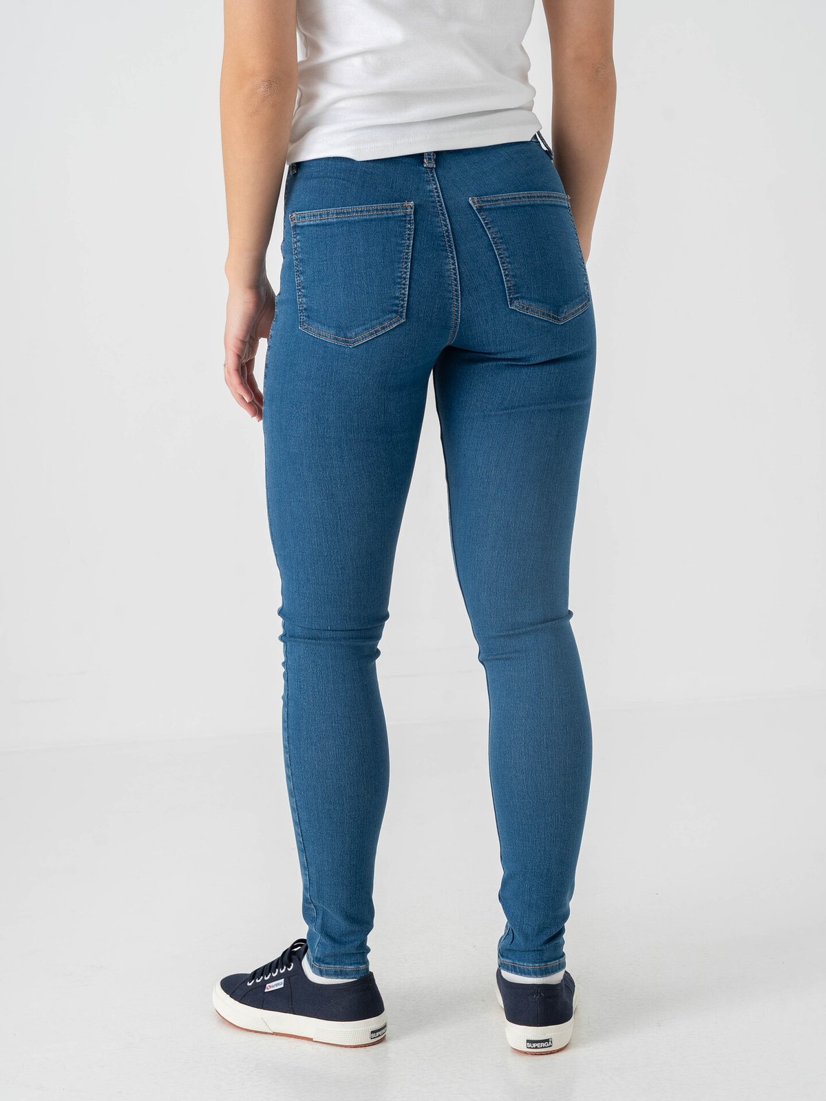 Topshop Joni High Rise Skinny Denim Jeans Medium Blue Denim