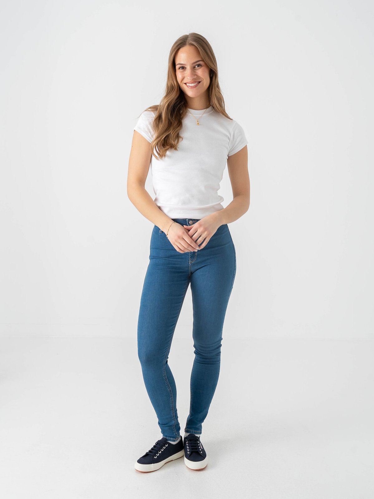 Topshop Joni High Rise Skinny Denim Jeans Medium Blue Denim