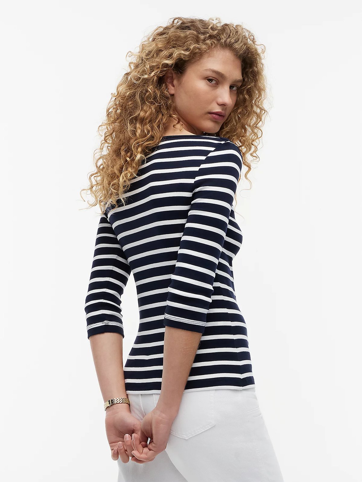 Tommy Hilfiger New Cody Slim Boat Neck 3/4 Sleeve Breton navy blue/ ecru
