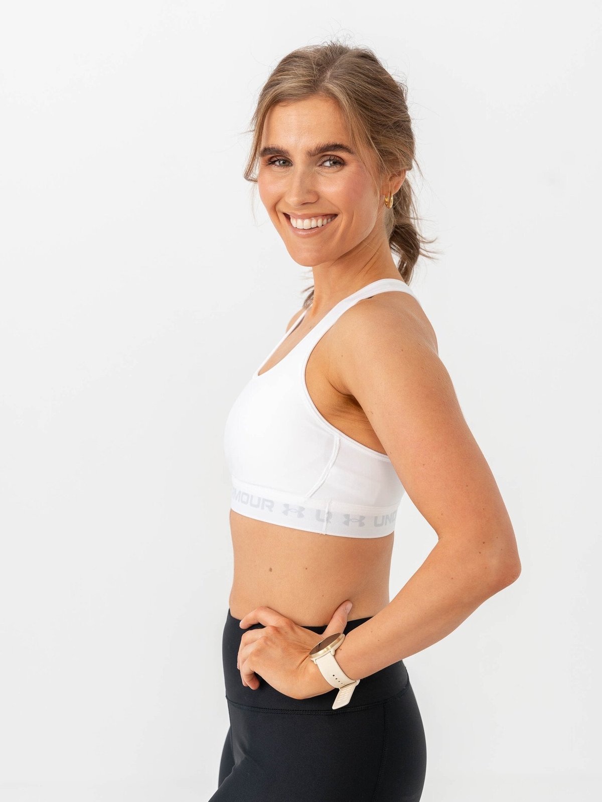 Under Armour Crossback Mid Bra White / Halo Gray