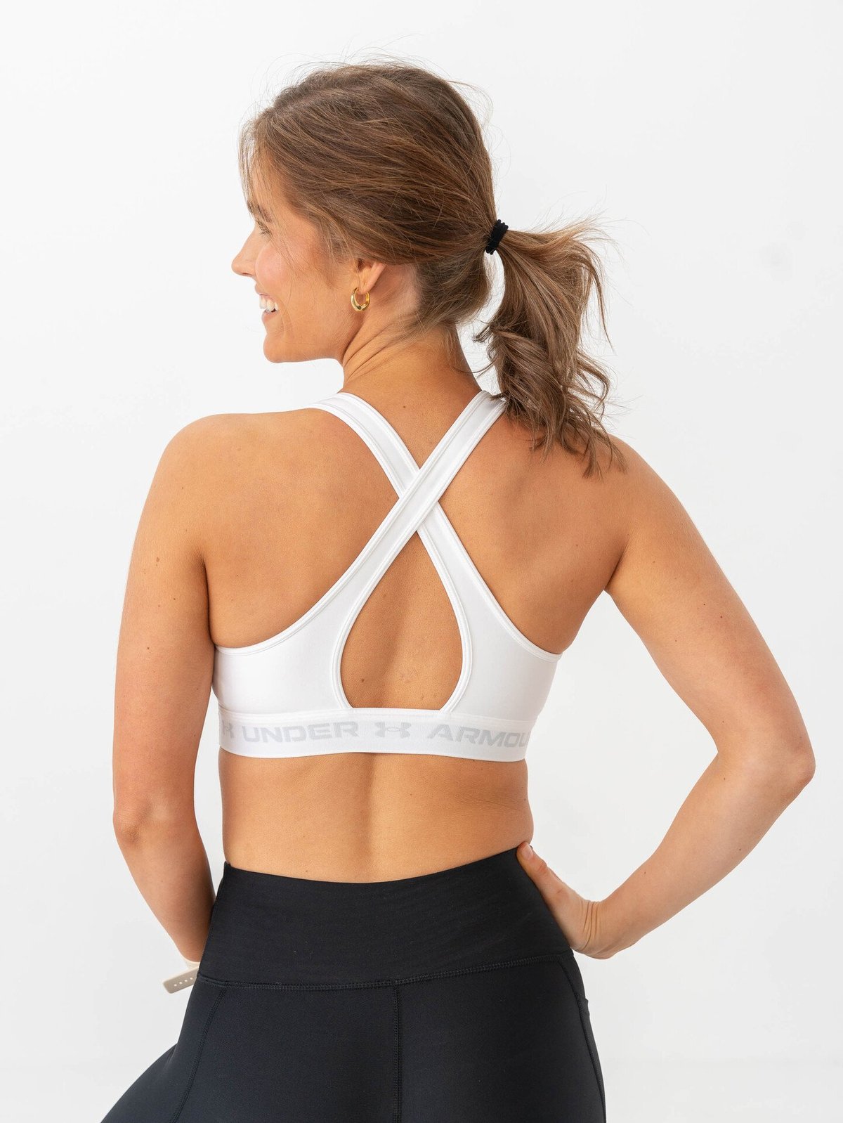 Under Armour Crossback Mid Bra White / Halo Gray