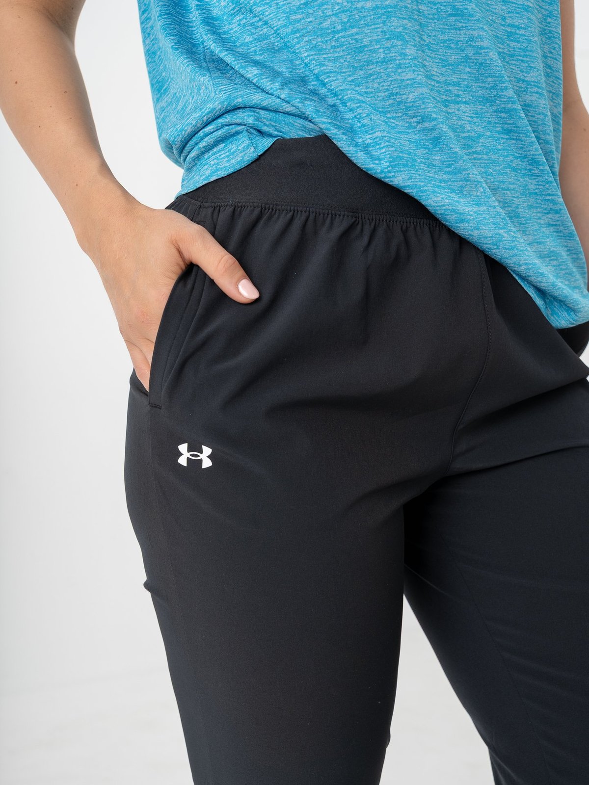 Under Armour Rival High Rise Woven Pant Black / White