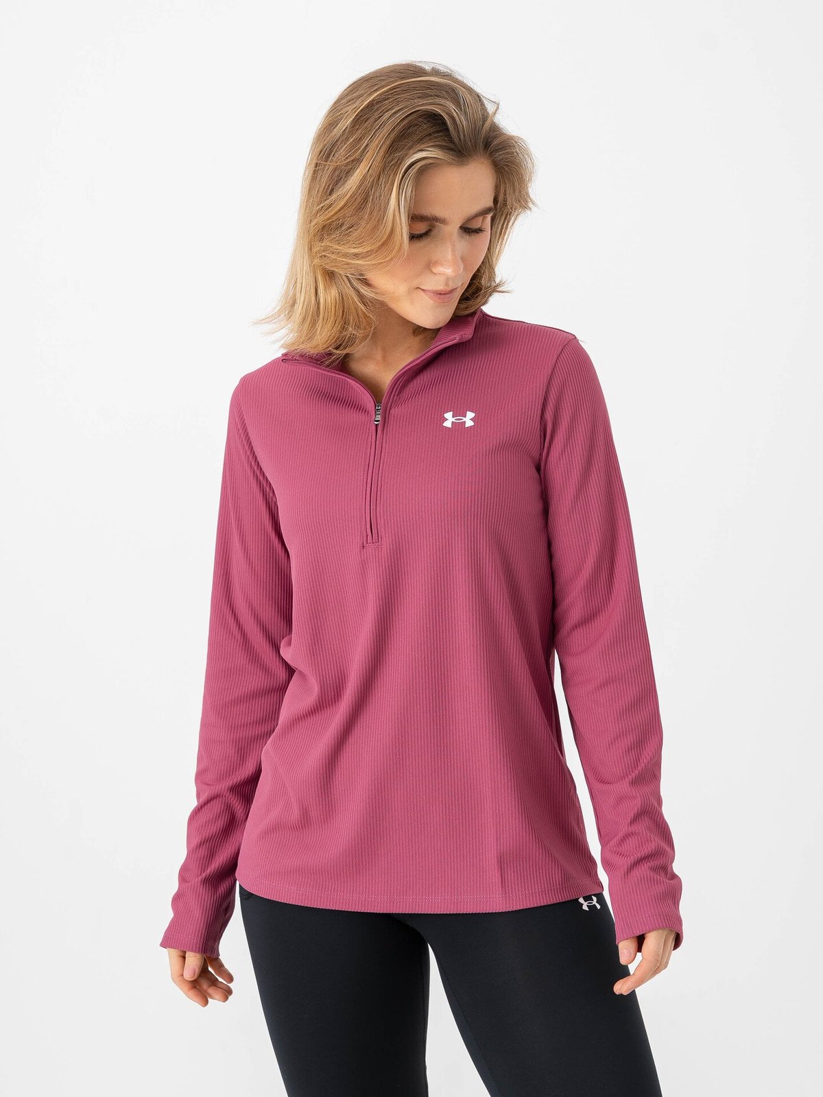 Under Armour Tech Rib 1/2 Zip Fuchsia Dusk / White