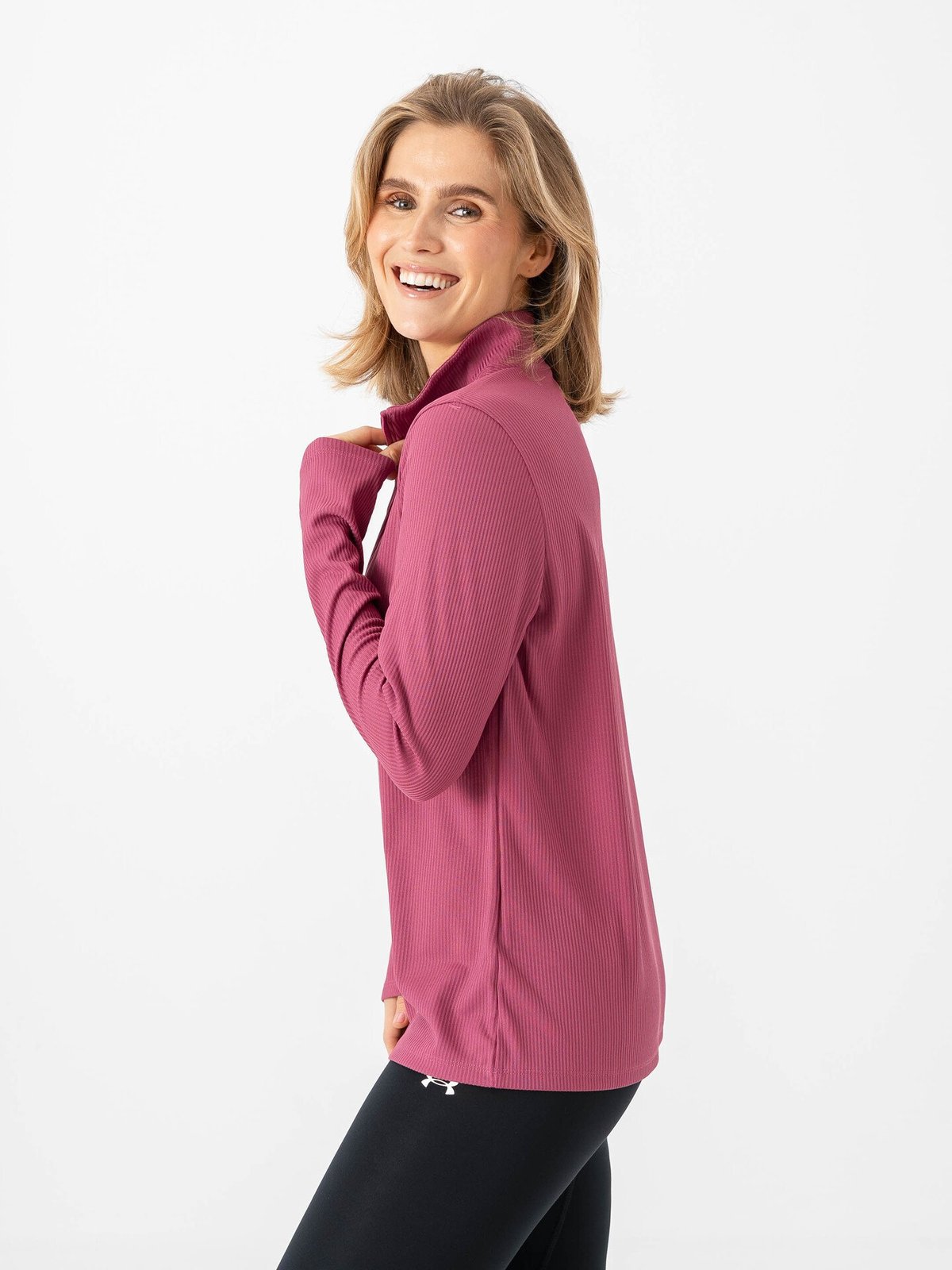 Under Armour Tech Rib 1/2 Zip Fuchsia Dusk / White