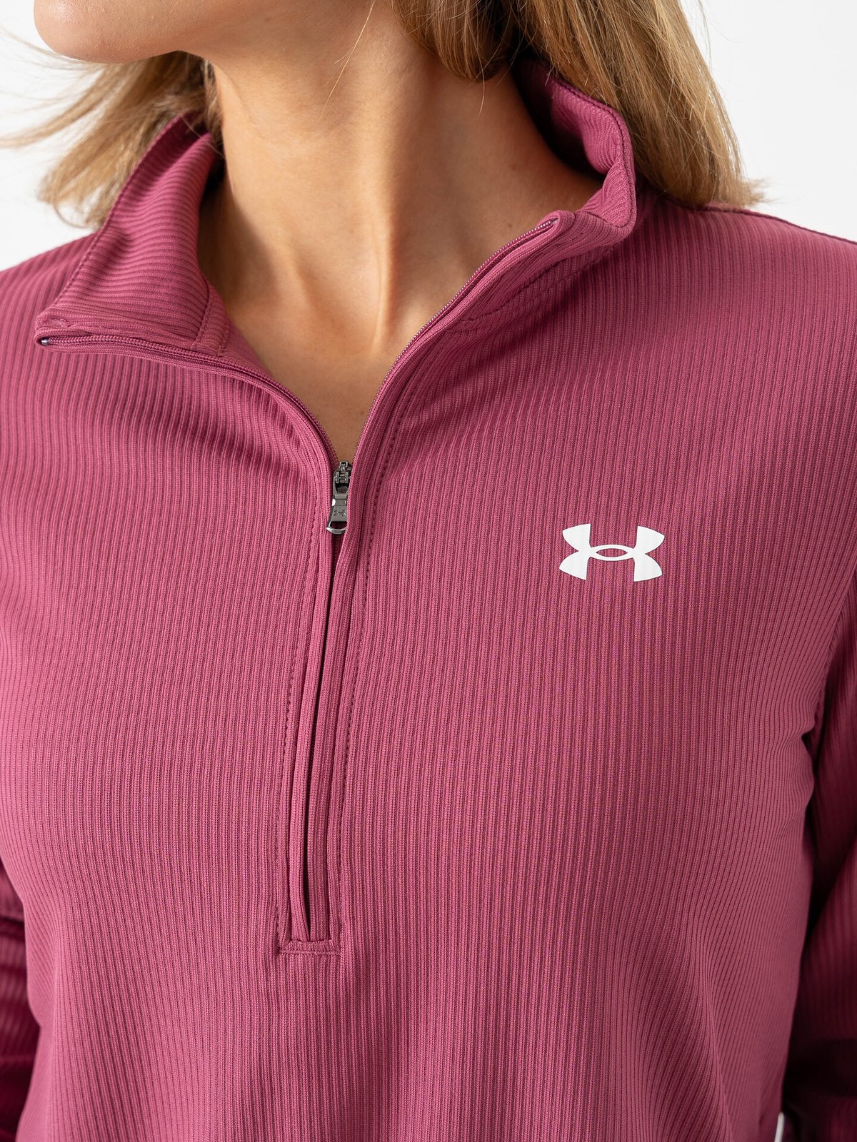 Under Armour Tech Rib 1/2 Zip Fuchsia Dusk / White