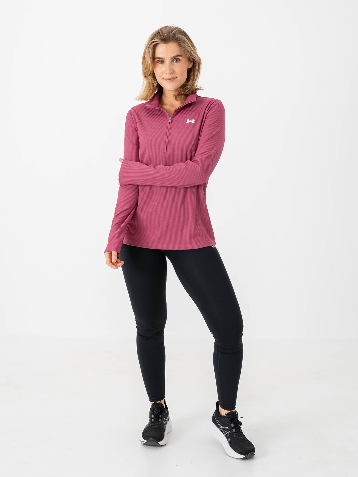 Under Armour Tech Rib 1/2 Zip Fuchsia Dusk / White