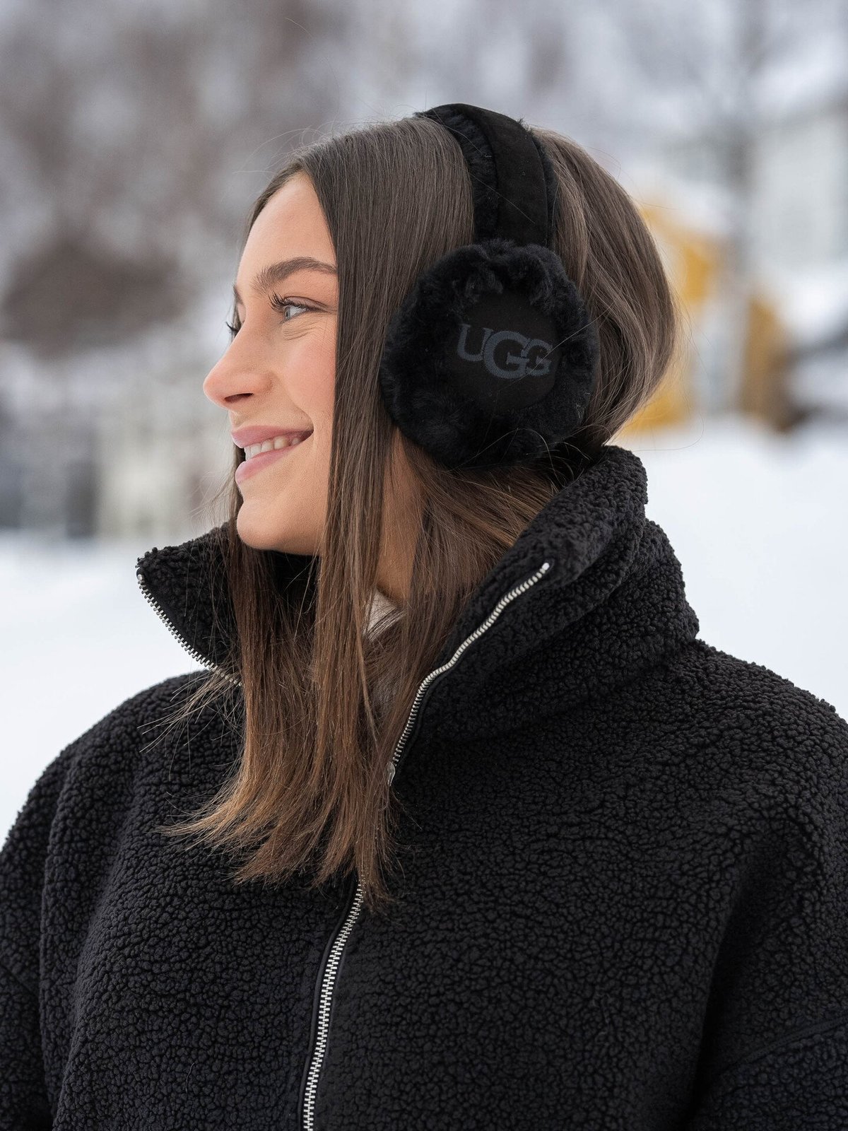 UGG Womens Emb Logo Earmuff Black