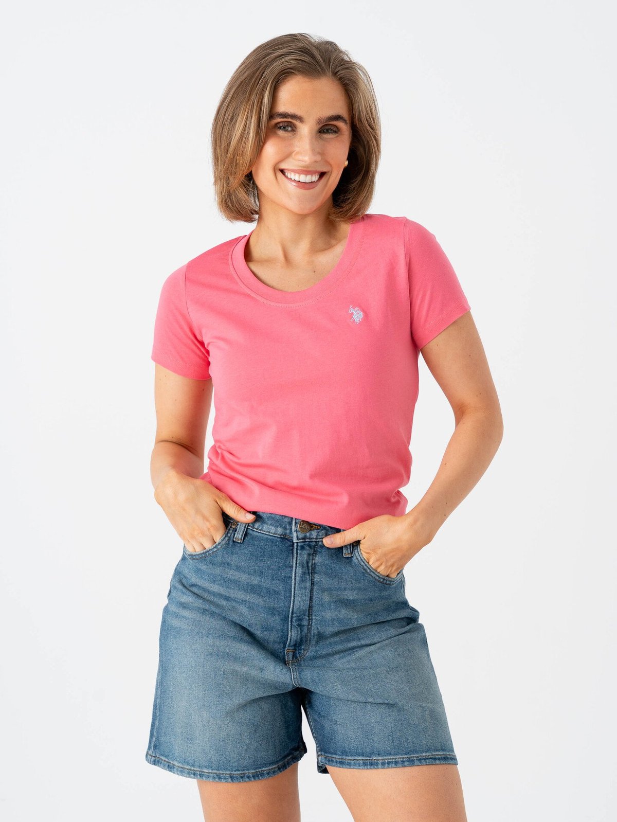 U.S. Polo Assn. Amy O-Neck Tee Pink Lemonade