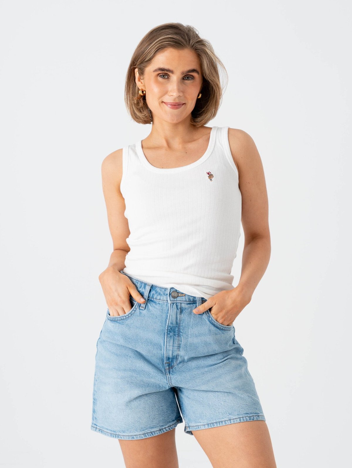 U.S. Polo Assn. Casandra New Regular Rib Top Cloud Dancer