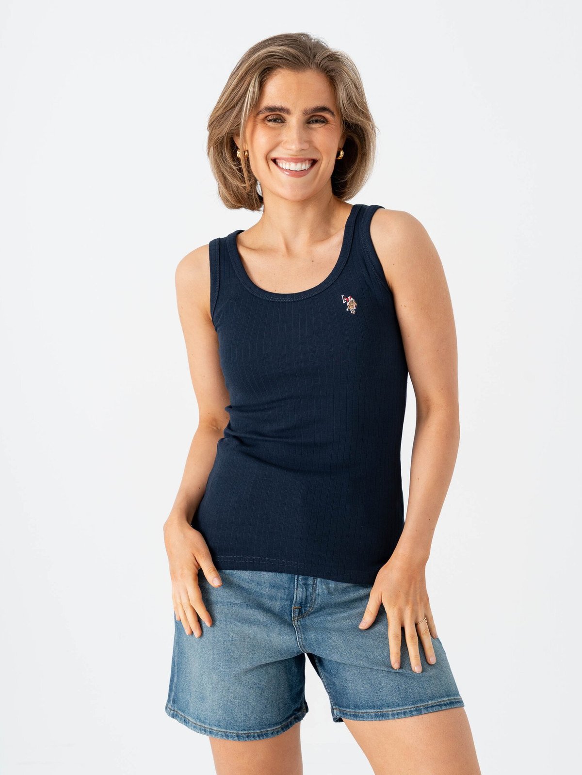 U.S. Polo Assn. Casandra New Regular Rib Top Dark Sapphire