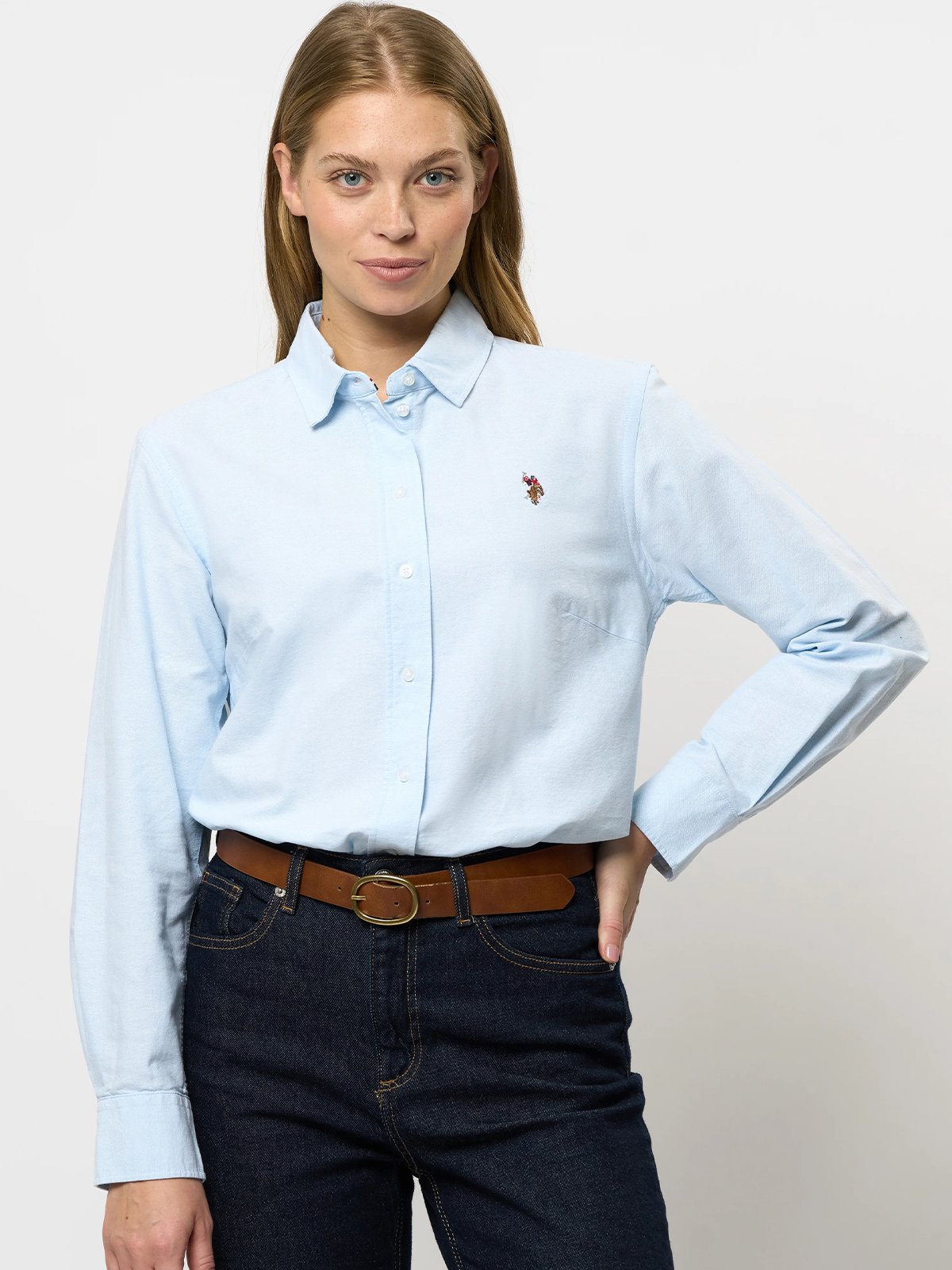 U.S. Polo Assn. Gina Regular Long Sleeve Oxford Shirt Light Blue