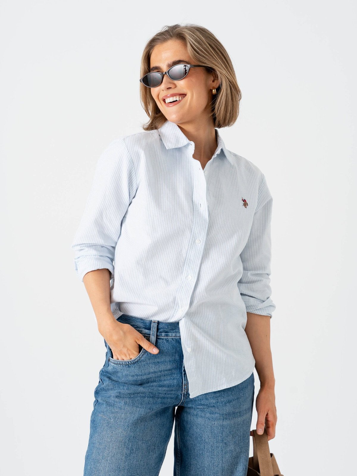 U.S. Polo Assn. Gina Regular Oxford Striped Shirt Light Blue