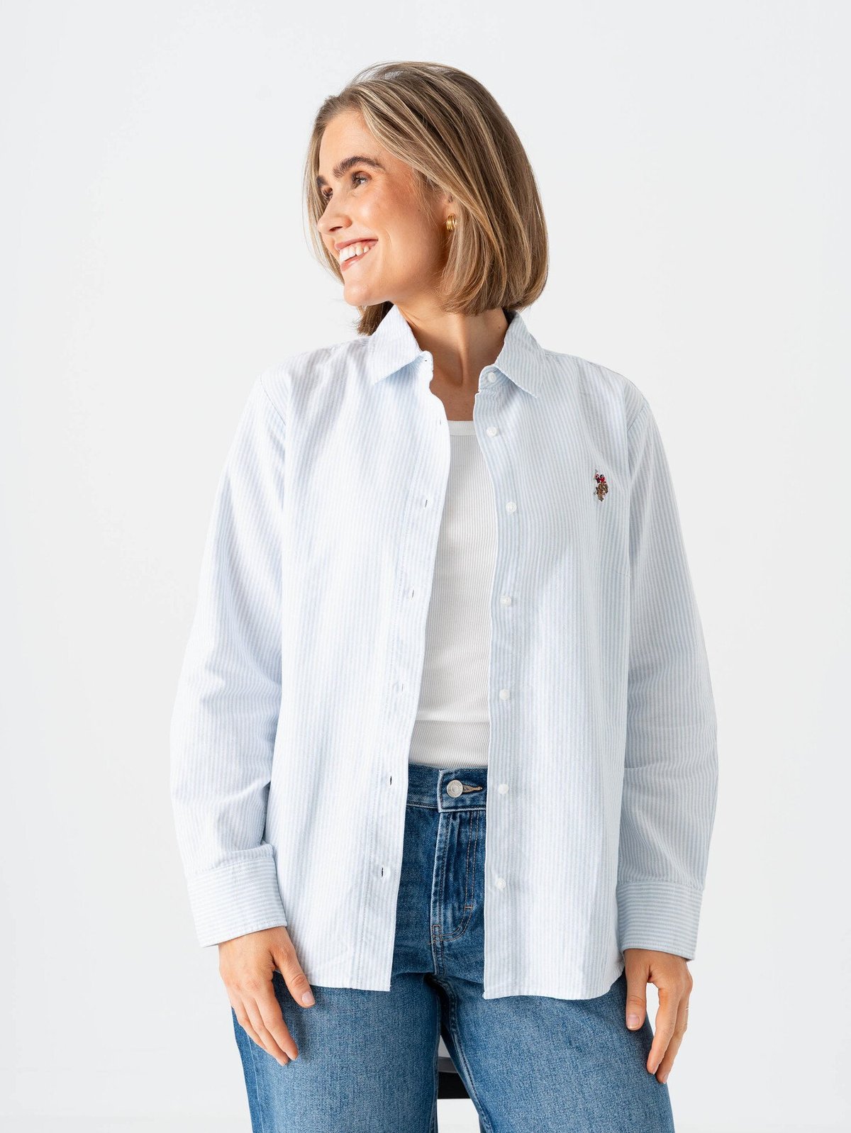 U.S. Polo Assn. Gina Regular Oxford Striped Shirt Light Blue