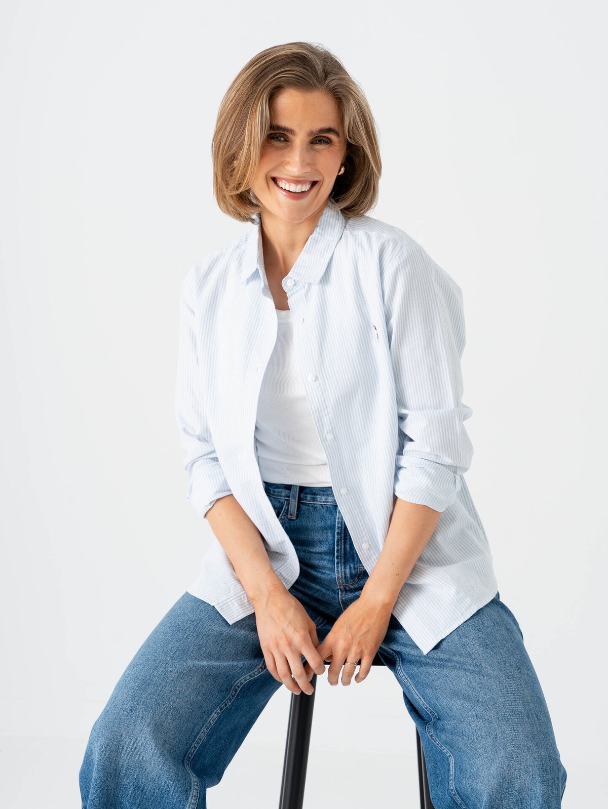 U.S. Polo Assn. Gina Regular Oxford Striped Shirt Light Blue