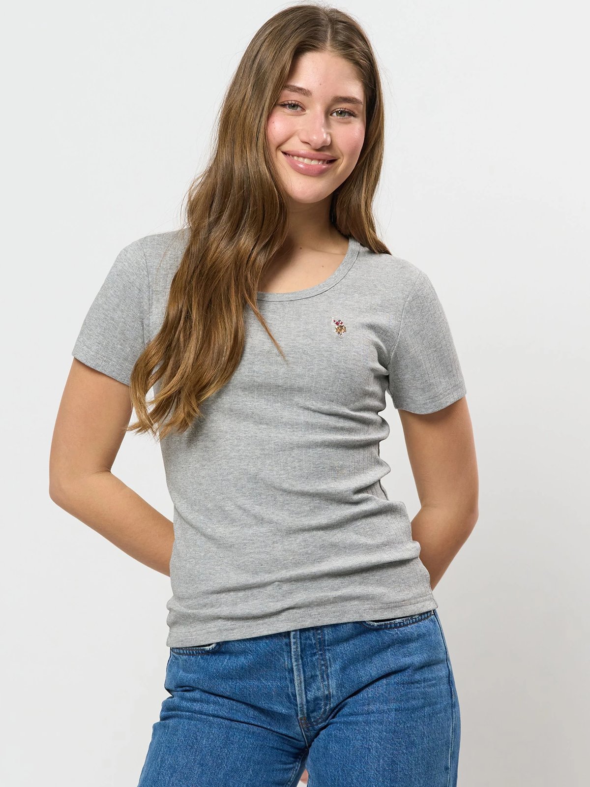 U.S. Polo Assn. Carola Rib T-Shirt Grey Mélange