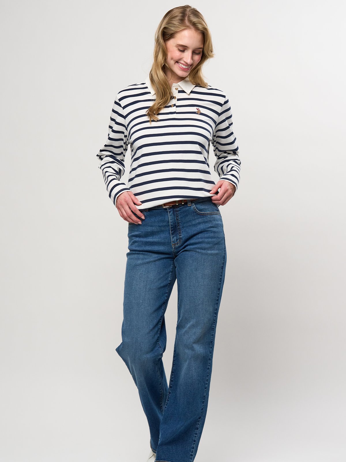 U.S. Polo Assn. Lesley Long Sleeve Polo Cloud Dancer