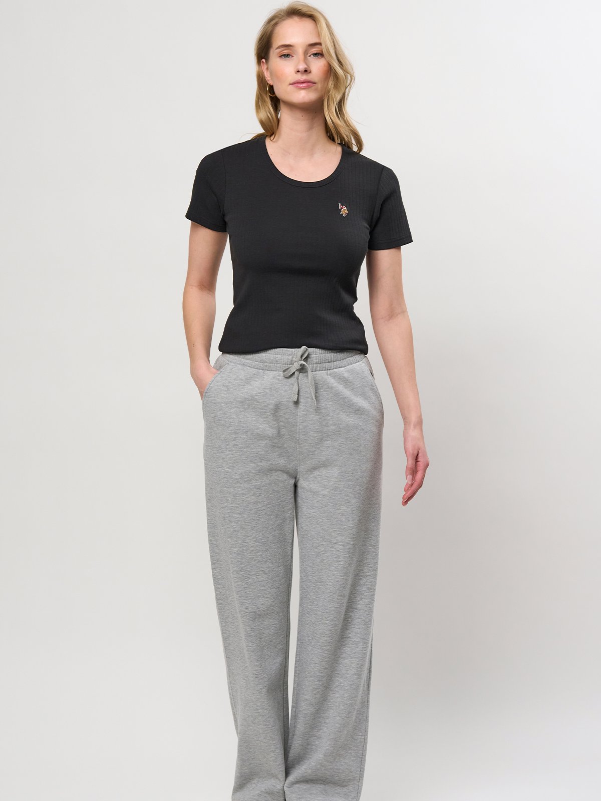 U.S. Polo Assn. Lenette Wide Sweatpants Grey Mélange