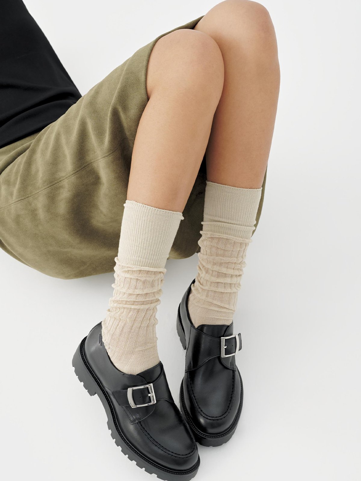 Vagabond Kenova Leather Buckle Loafers Svart