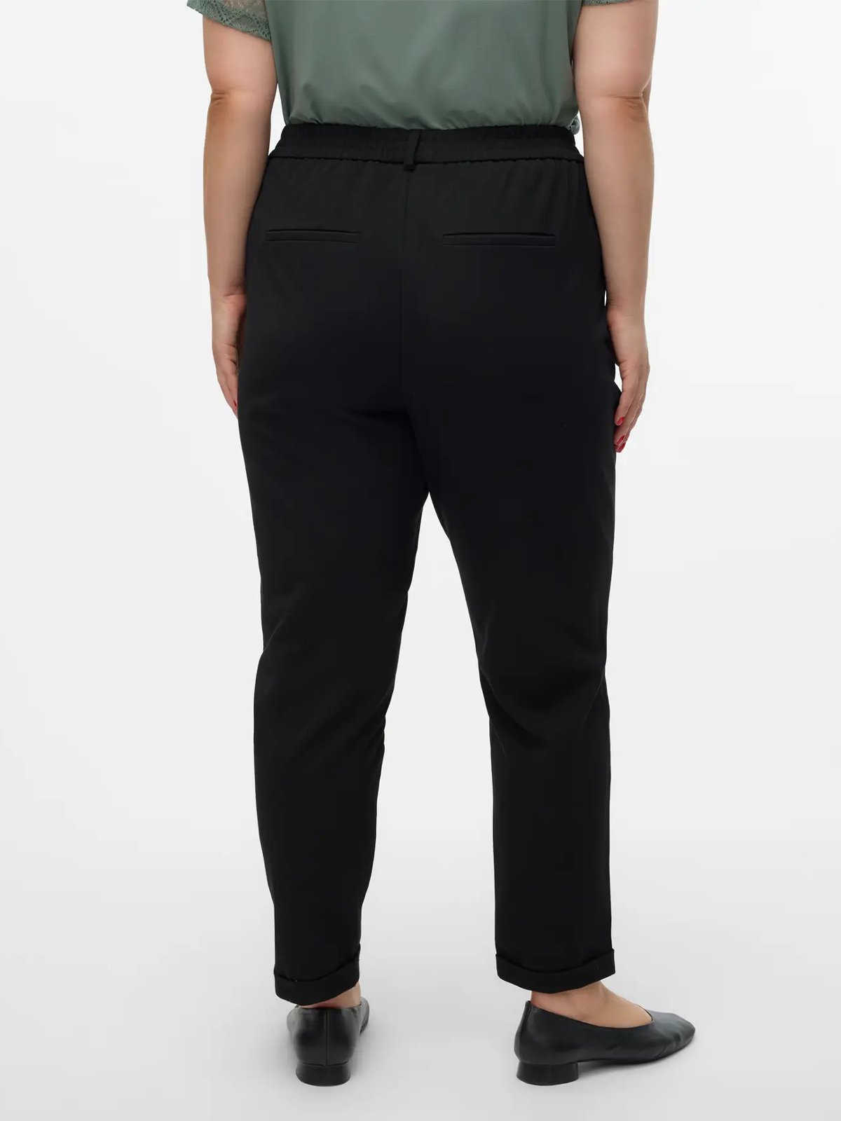 Vero Moda Curve Maya Mid Waist Loose Solid Pant Black