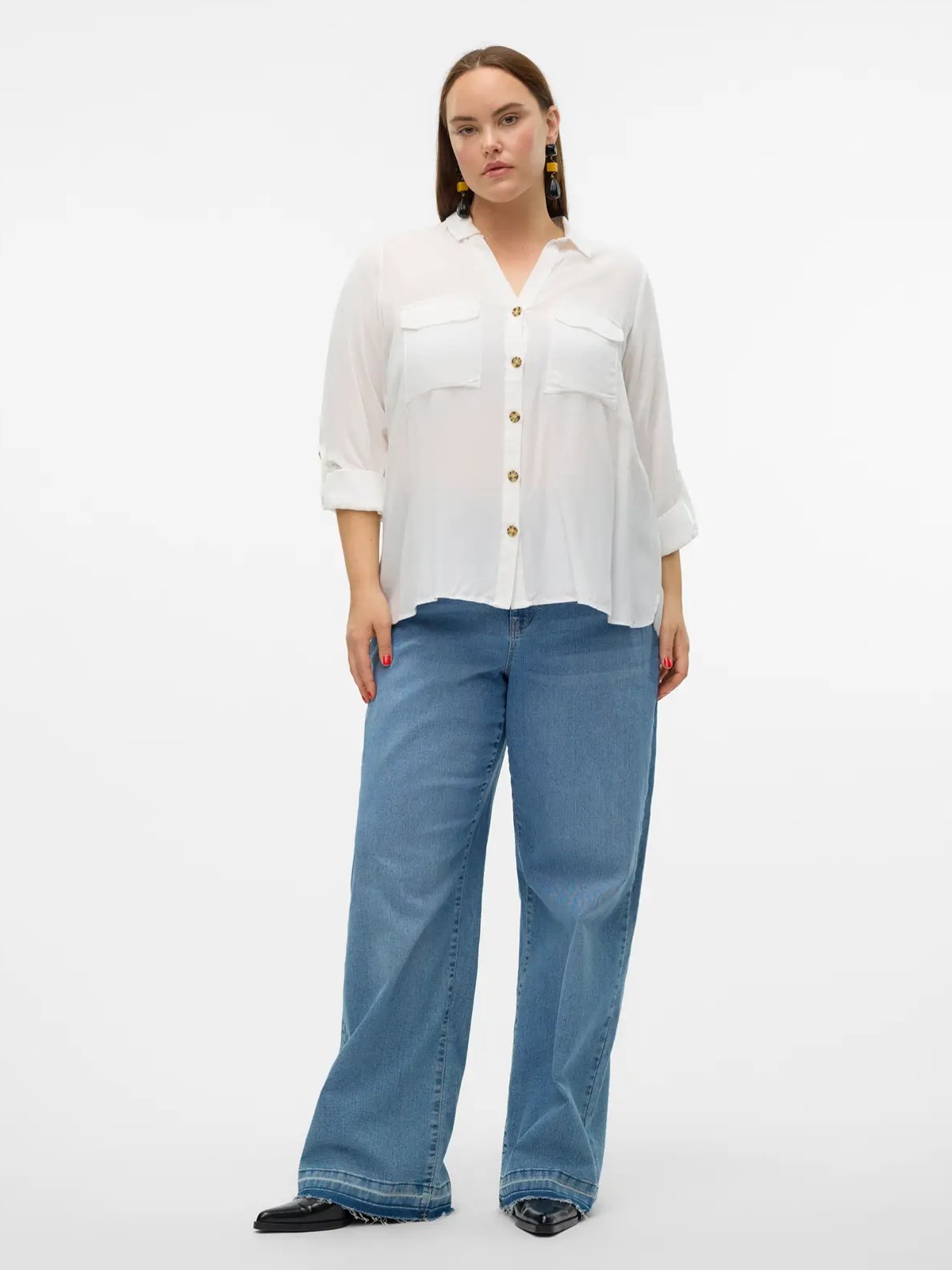 Vero Moda Curve Bumpy Long Sleeve Shirt Hvit