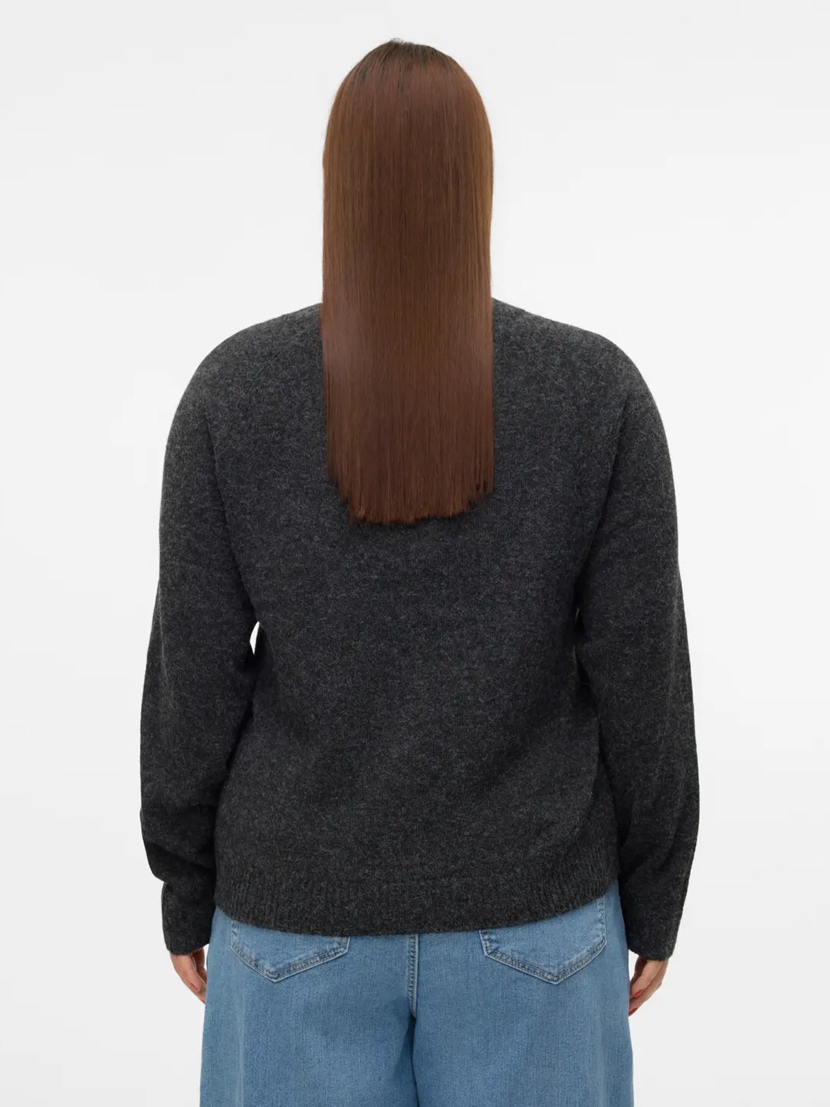 Vero Moda Curve Doffy Long Sleeve O-Neck Blouse Black W. MELANGE