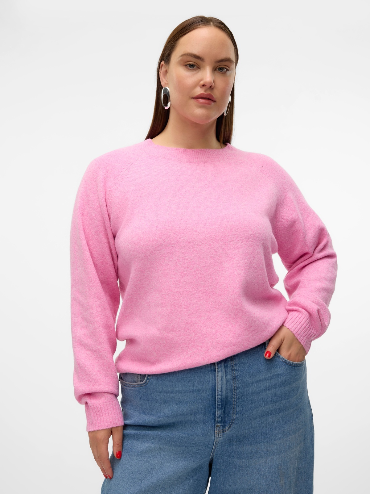 Vero Moda Curve Doffy Long Sleeve O-Neck Blouse Rosa