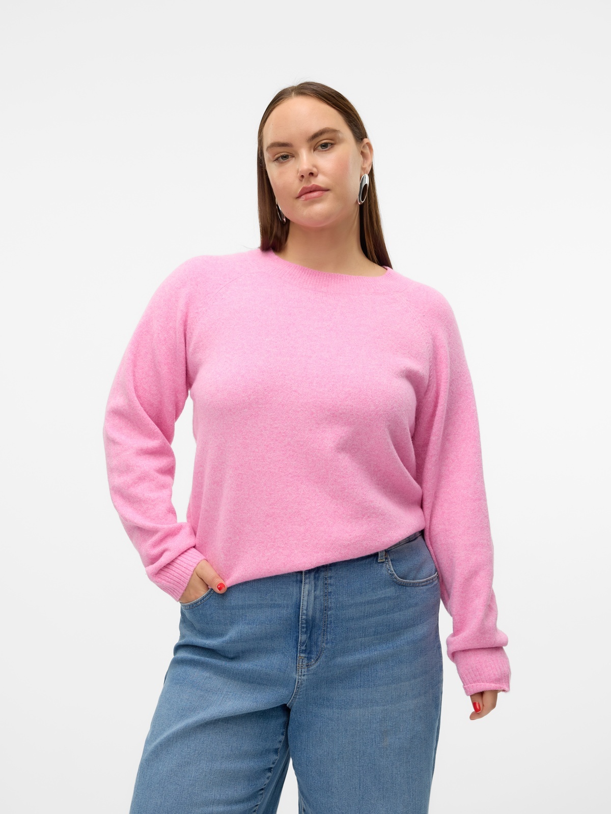 Vero Moda Curve Doffy Long Sleeve O-Neck Blouse Rosa