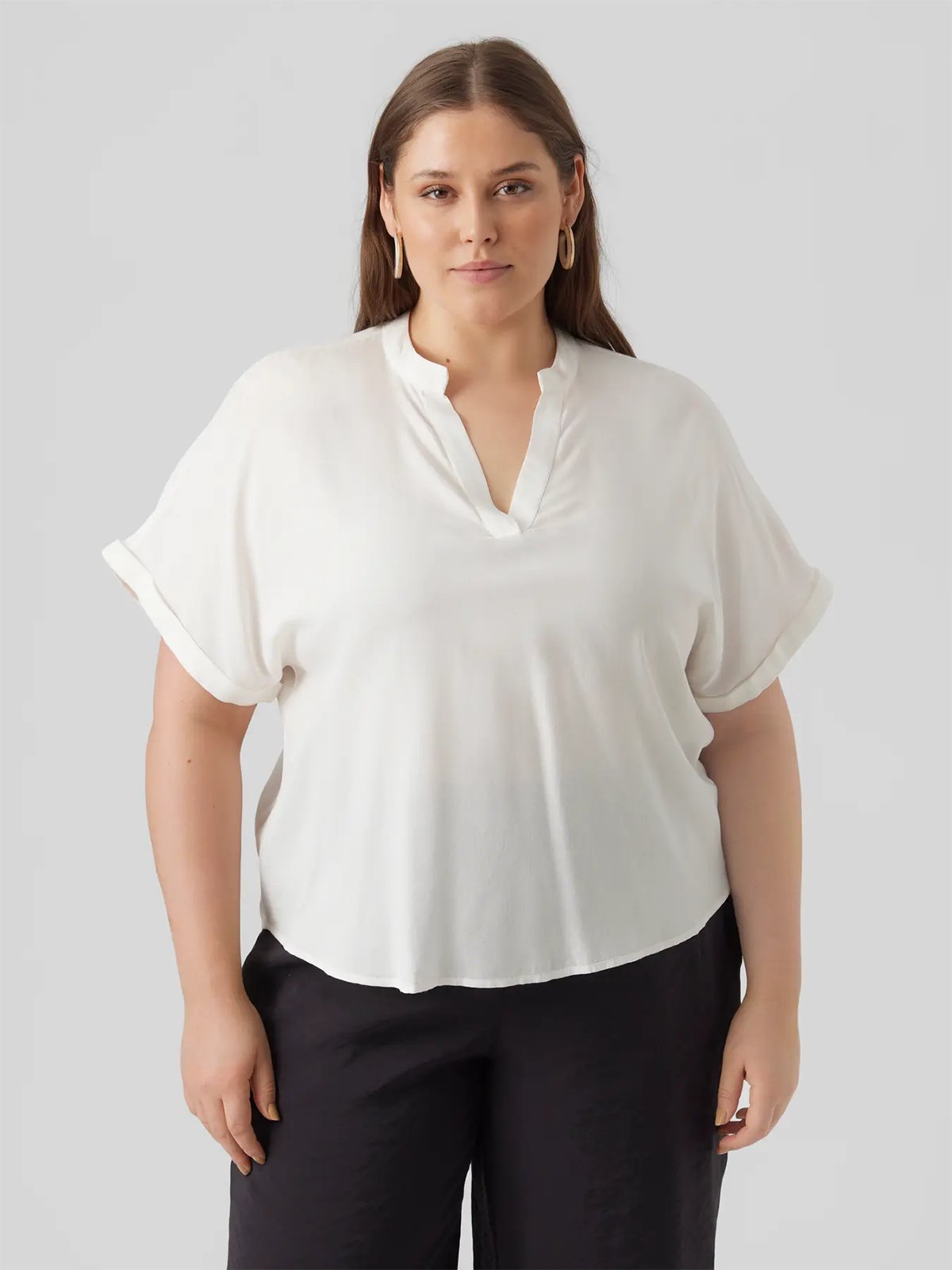 Vero Moda Curve Beauty Short Sleeve Top Snow White
