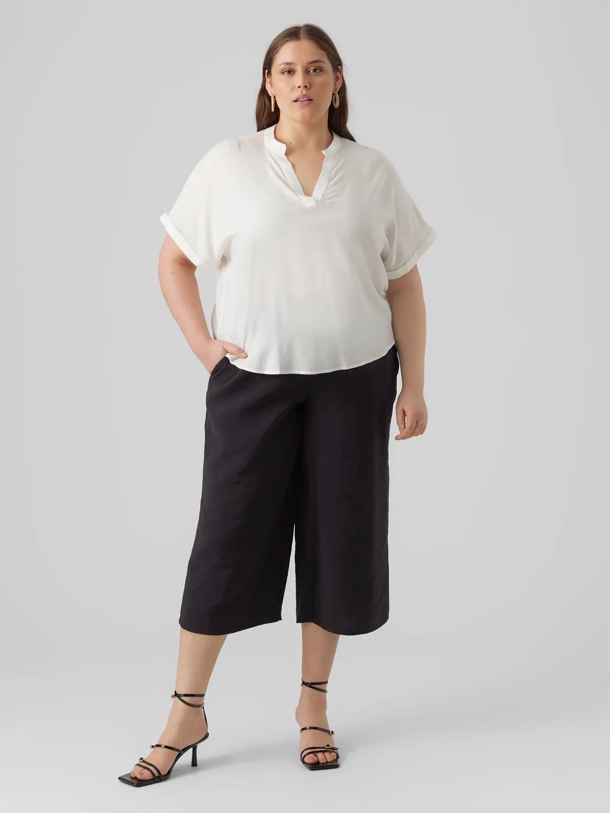 Vero Moda Curve Beauty Short Sleeve Top Snow White