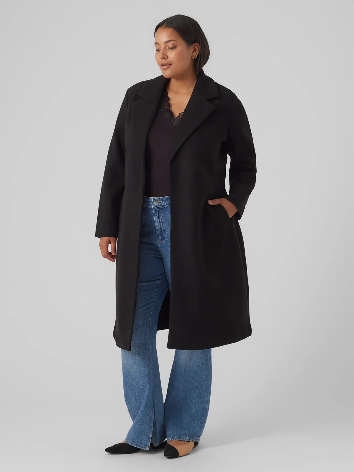 Vero Moda Curve Fortuneaya Long Coat Black