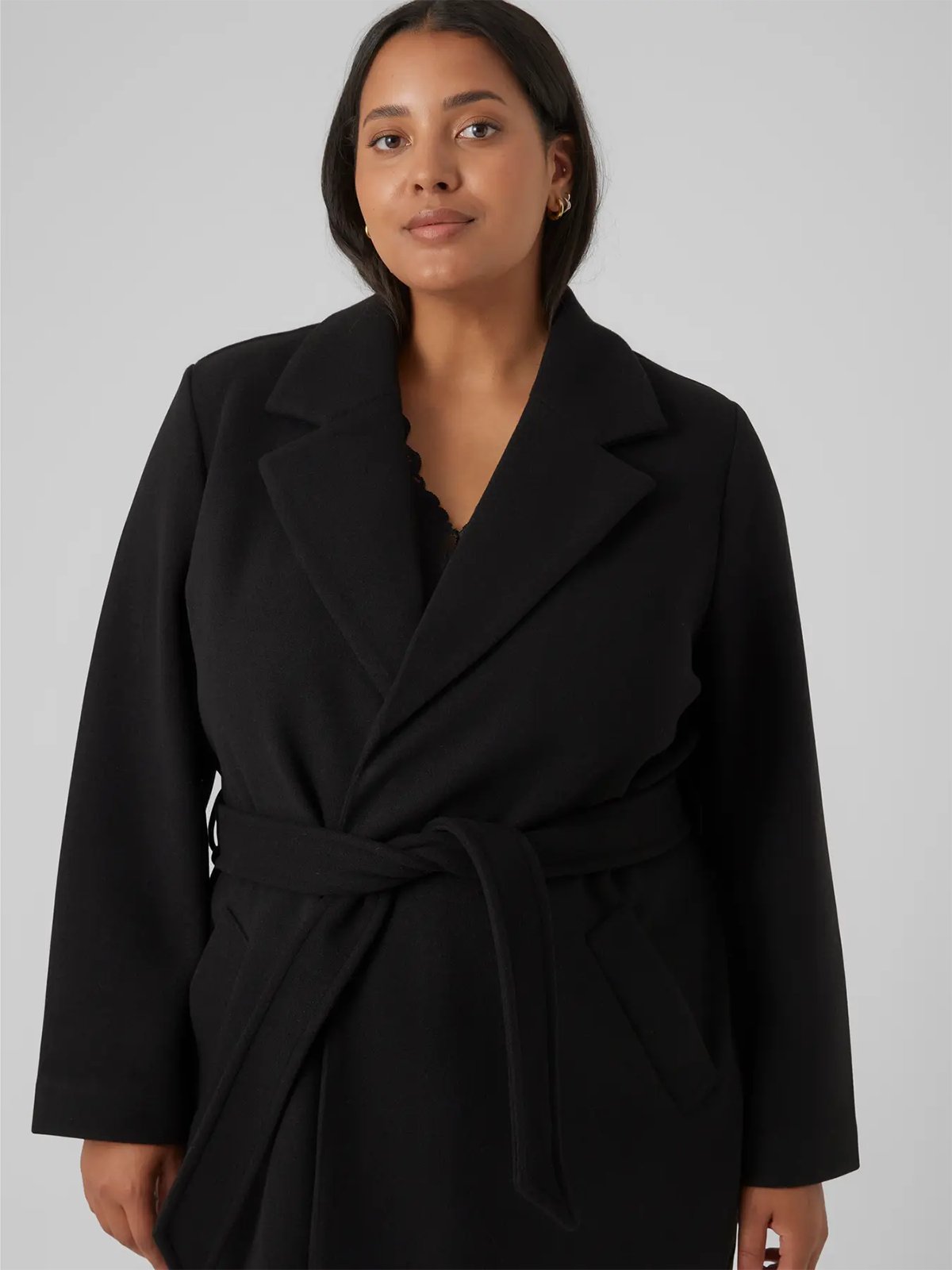 Vero Moda Curve Fortuneaya Long Coat Black
