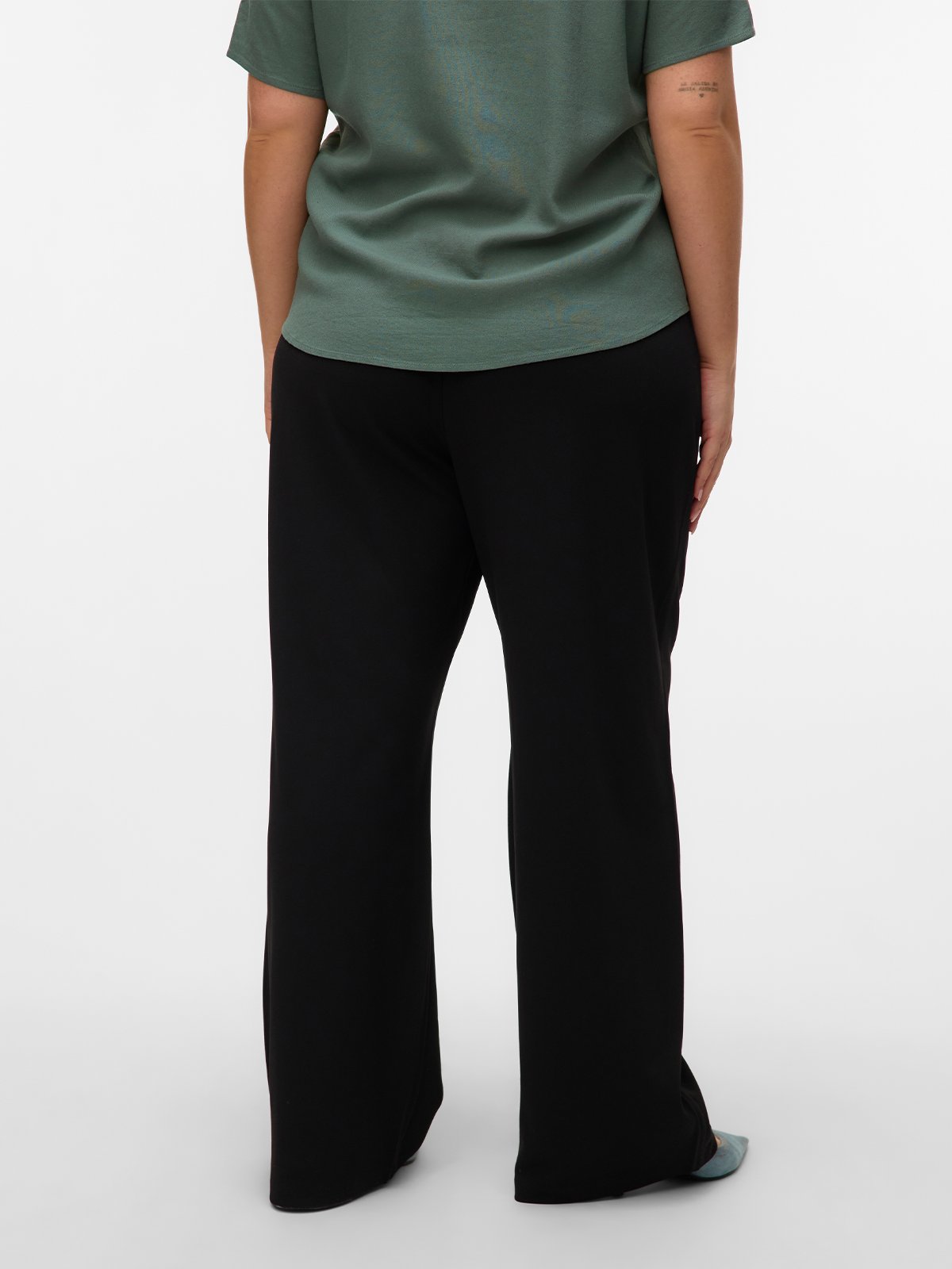 Vero Moda Curve Berlin Zamira Mid Waist Wide Pant Black