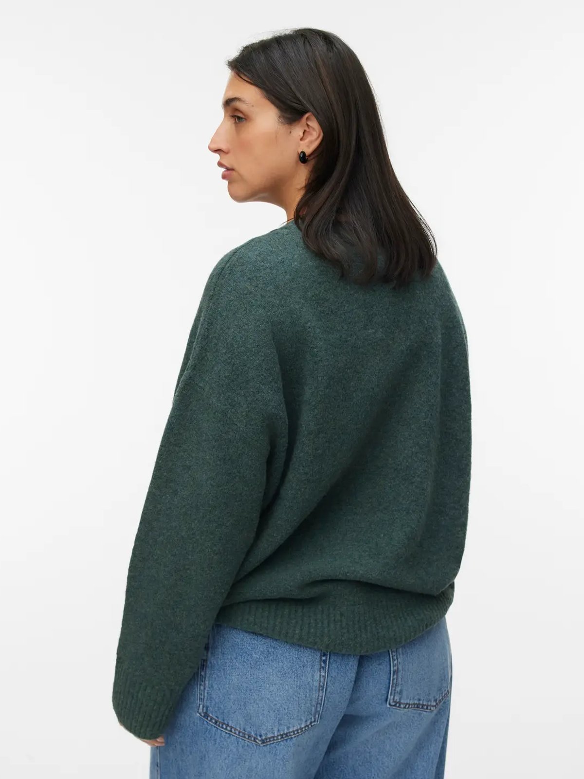 Vero Moda Curve Boom Long Sleeve O-Neck Pullover Balsam Green MELANGE